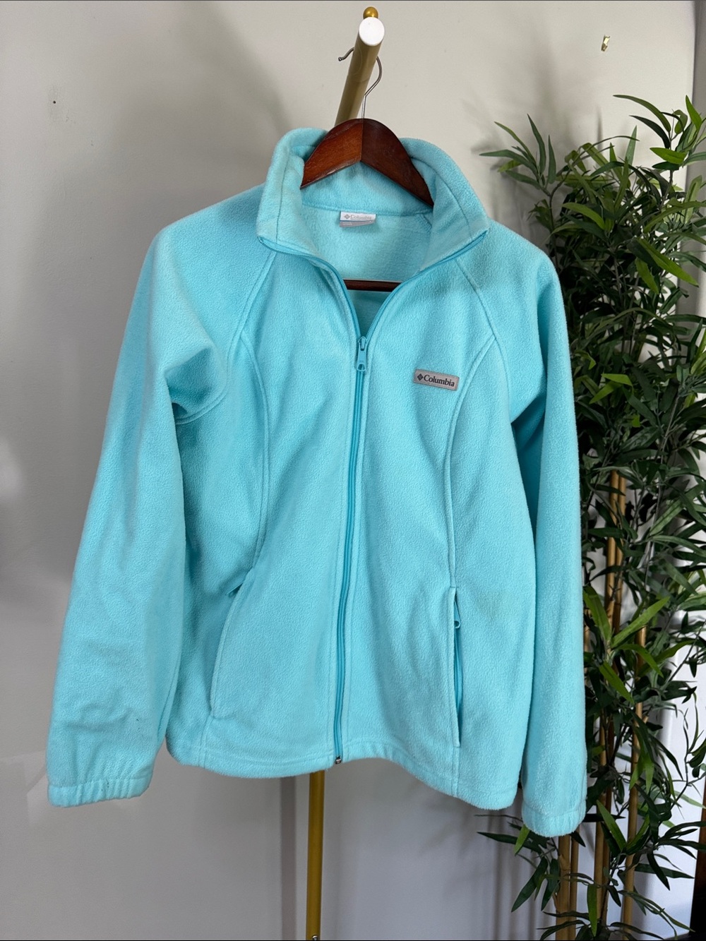 Columbia Light Aqua Blue Full-Zip Fleece Jacket
